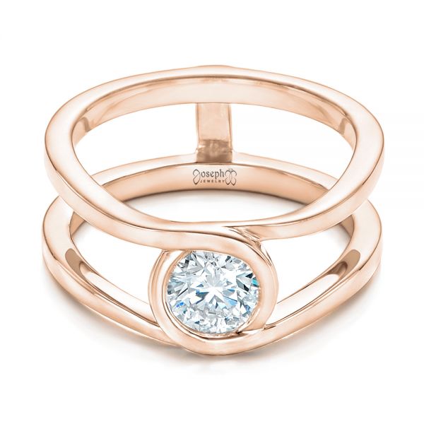 18k Rose Gold 18k Rose Gold Custom Solitaire Diamond Engagement Ring - Flat View -  102427