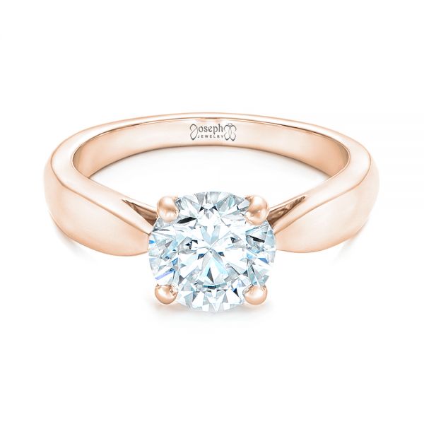 18k Rose Gold 18k Rose Gold Custom Solitaire Diamond Engagement Ring - Flat View -  102535
