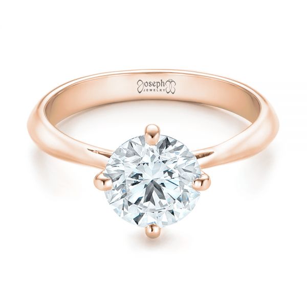 18k Rose Gold 18k Rose Gold Custom Solitaire Diamond Engagement Ring - Flat View -  102600