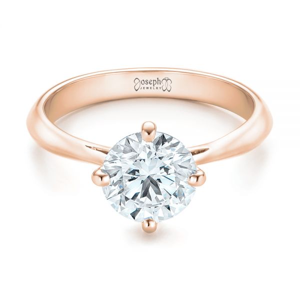 14k Rose Gold 14k Rose Gold Custom Solitaire Diamond Engagement Ring - Flat View - 102600