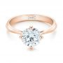 18k Rose Gold 18k Rose Gold Custom Solitaire Diamond Engagement Ring - Flat View -  102600 - Thumbnail