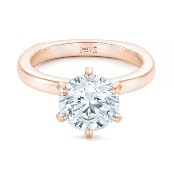 14k Rose Gold 14k Rose Gold Custom Solitaire Diamond Engagement Ring - Flat View -  102831