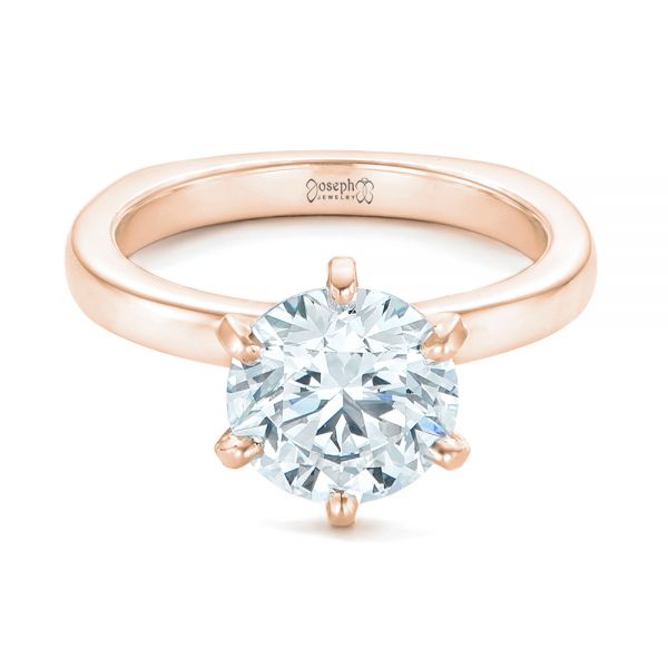 14k Rose Gold 14k Rose Gold Custom Solitaire Diamond Engagement Ring - Flat View - 102831