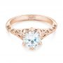 14k Rose Gold 14k Rose Gold Custom Solitaire Diamond Engagement Ring - Flat View -  102952 - Thumbnail
