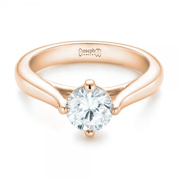 14k Rose Gold 14k Rose Gold Custom Solitaire Diamond Engagement Ring - Flat View -  102954