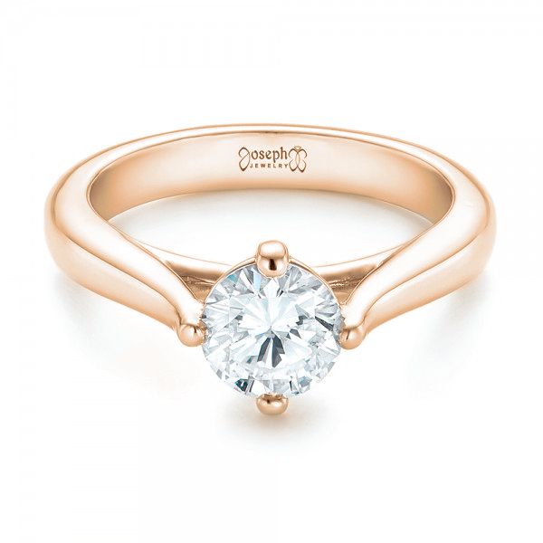 14k Rose Gold 14k Rose Gold Custom Solitaire Diamond Engagement Ring - Flat View - 102954