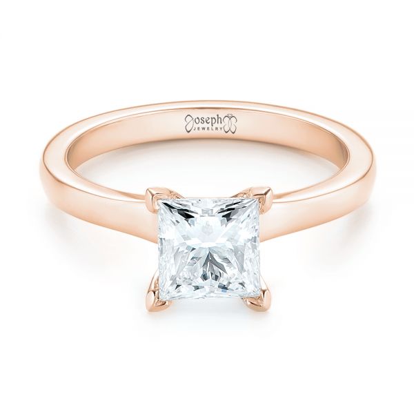 18k Rose Gold 18k Rose Gold Custom Solitaire Diamond Engagement Ring - Flat View -  102965