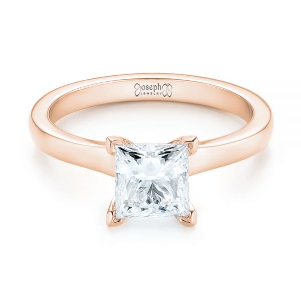 14k Rose Gold 14k Rose Gold Custom Solitaire Diamond Engagement Ring - Flat View - 102965