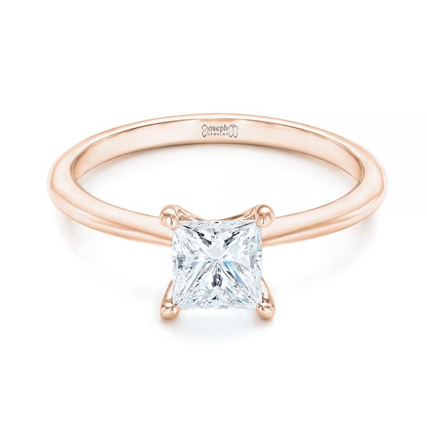 18k Rose Gold 18k Rose Gold Custom Solitaire Diamond Engagement Ring - Flat View -  103096