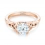 14k Rose Gold 14k Rose Gold Custom Solitaire Diamond Engagement Ring - Flat View -  103224 - Thumbnail
