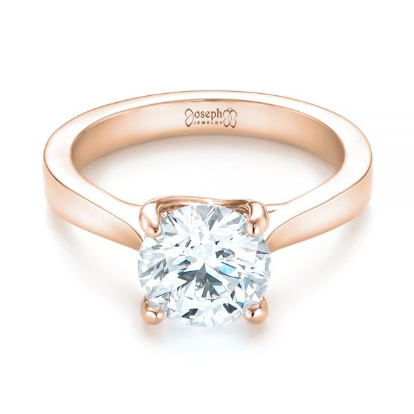 14k Rose Gold 14k Rose Gold Custom Solitaire Diamond Engagement Ring - Flat View -  103356