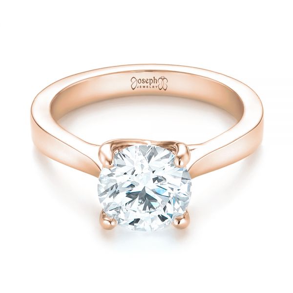 14k Rose Gold 14k Rose Gold Custom Solitaire Diamond Engagement Ring - Flat View - 103356