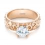 18k Rose Gold 18k Rose Gold Custom Solitaire Diamond Engagement Ring - Flat View -  103501 - Thumbnail