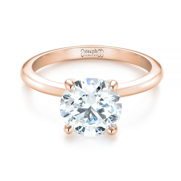 18k Rose Gold 18k Rose Gold Custom Solitaire Diamond Engagement Ring - Flat View -  103636