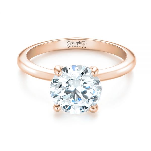 14k Rose Gold 14k Rose Gold Custom Solitaire Diamond Engagement Ring - Flat View - 103636
