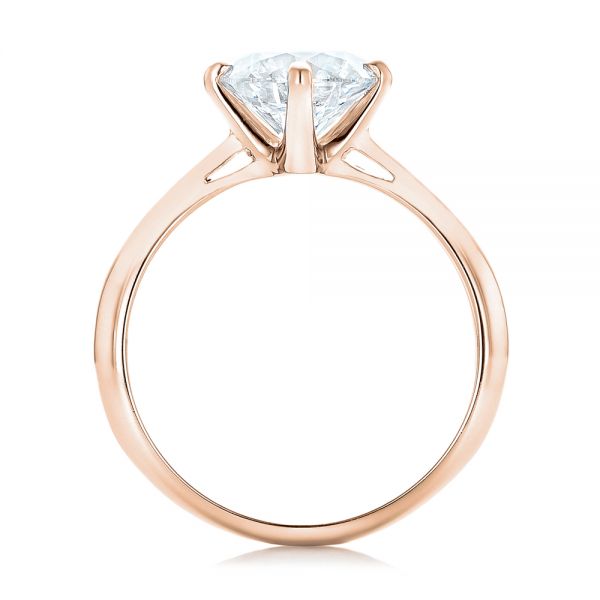 18k Rose Gold 18k Rose Gold Custom Solitaire Diamond Engagement Ring - Front View -  102600