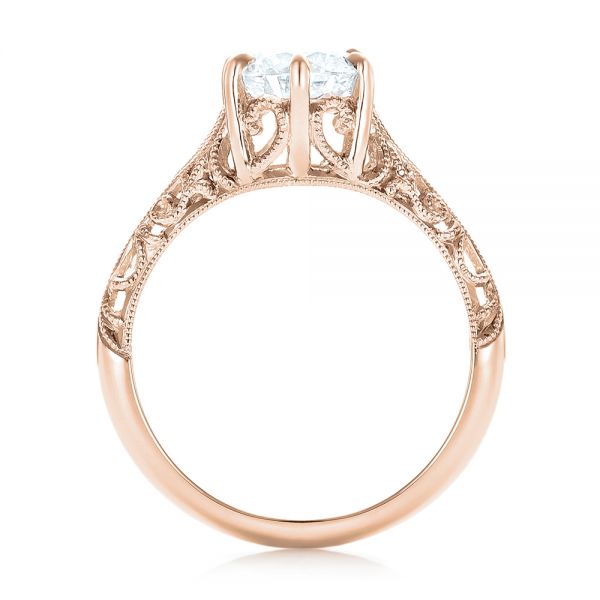 18k Rose Gold 18k Rose Gold Custom Solitaire Diamond Engagement Ring - Front View - 102952