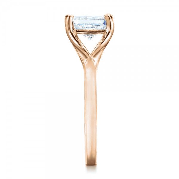 18k Rose Gold 18k Rose Gold Custom Solitaire Diamond Engagement Ring - Side View -  101899
