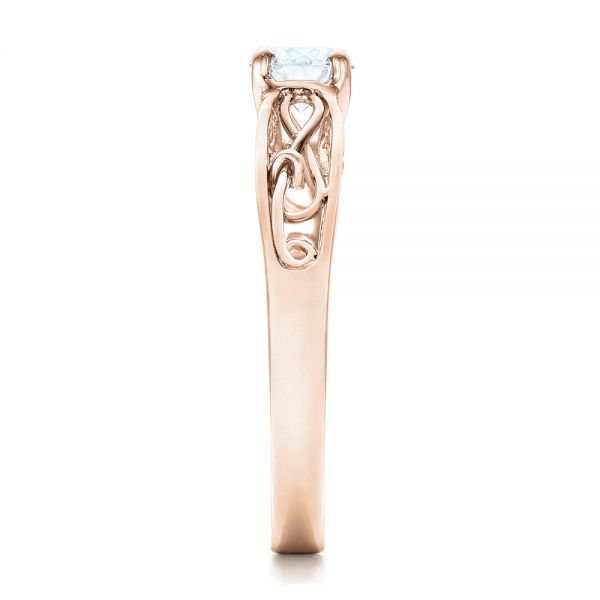 18k Rose Gold 18k Rose Gold Custom Solitaire Diamond Engagement Ring - Side View -  102074
