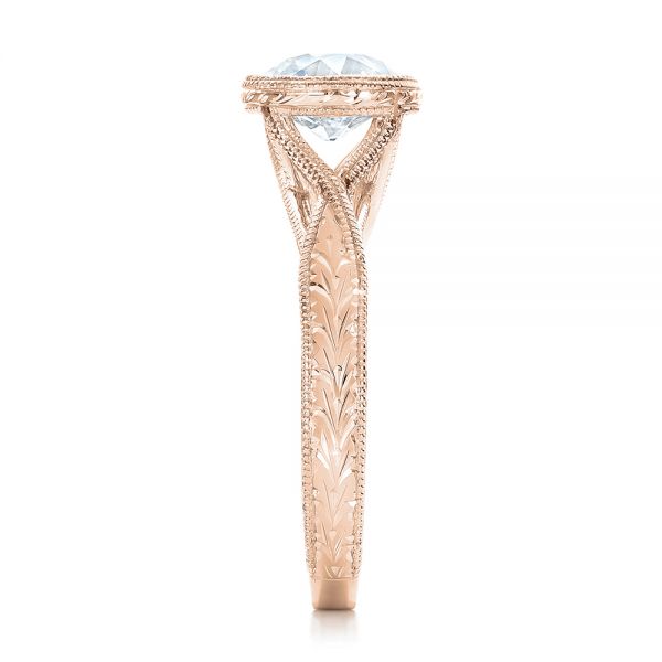 18k Rose Gold 18k Rose Gold Custom Solitaire Diamond Engagement Ring - Side View -  102152