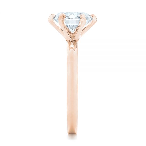 18k Rose Gold 18k Rose Gold Custom Solitaire Diamond Engagement Ring - Side View -  102831