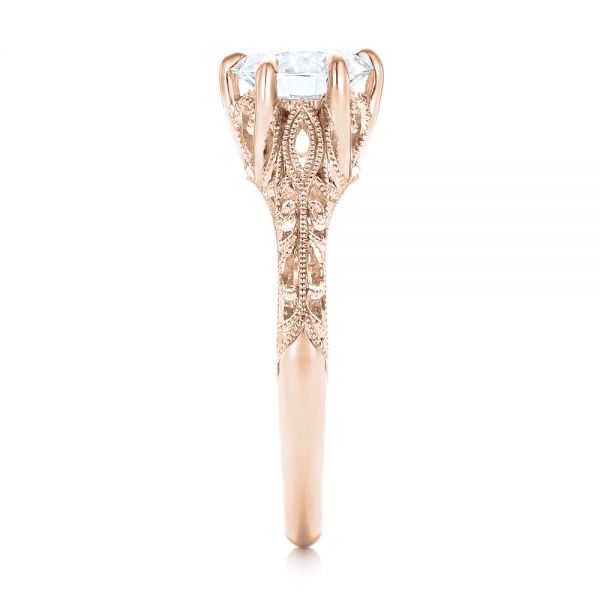 18k Rose Gold 18k Rose Gold Custom Solitaire Diamond Engagement Ring - Side View - 102952