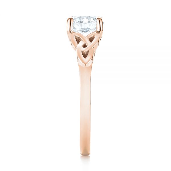 18k Rose Gold 18k Rose Gold Custom Solitaire Diamond Engagement Ring - Side View -  103224