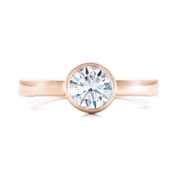14k Rose Gold 14k Rose Gold Custom Solitaire Diamond Engagement Ring - Top View - 102029