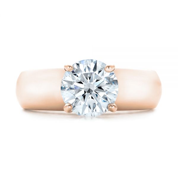 14k Rose Gold 14k Rose Gold Custom Solitaire Diamond Engagement Ring - Top View - 102030