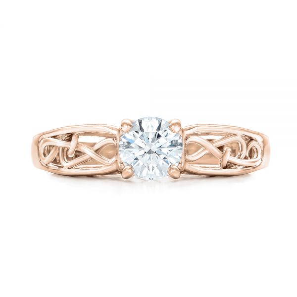 14k Rose Gold 14k Rose Gold Custom Solitaire Diamond Engagement Ring - Top View -  102074