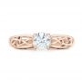 18k Rose Gold 18k Rose Gold Custom Solitaire Diamond Engagement Ring - Top View -  102074 - Thumbnail