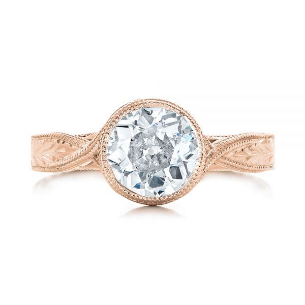 14k Rose Gold 14k Rose Gold Custom Solitaire Diamond Engagement Ring - Top View - 102152