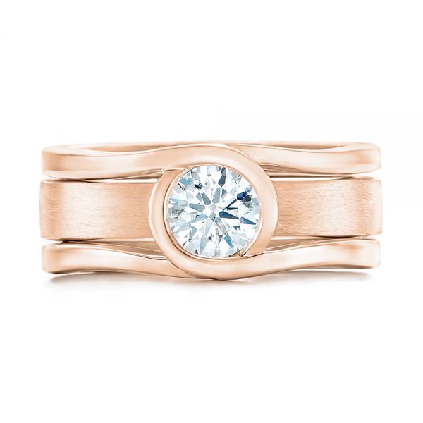 18k Rose Gold 18k Rose Gold Custom Solitaire Diamond Engagement Ring - Top View -  102427