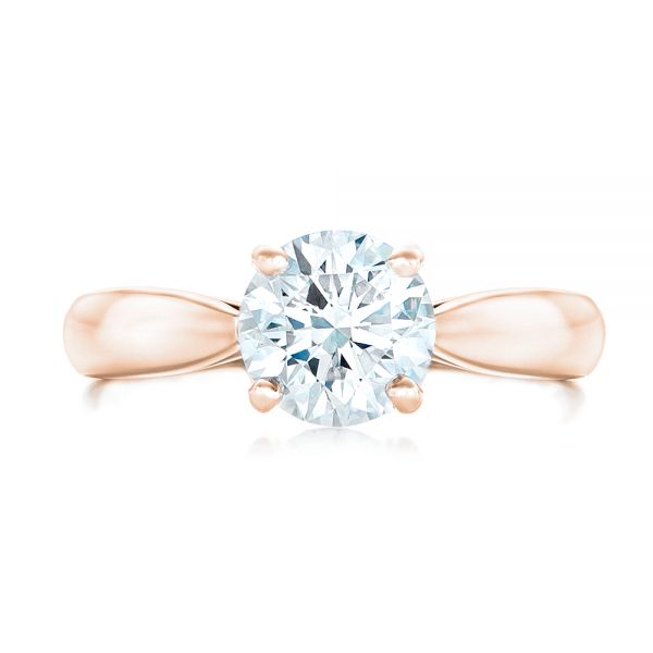 14k Rose Gold 14k Rose Gold Custom Solitaire Diamond Engagement Ring - Top View - 102535