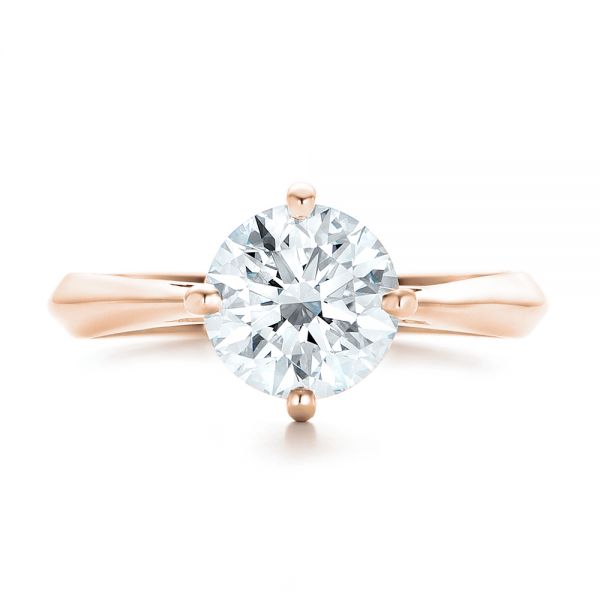 14k Rose Gold 14k Rose Gold Custom Solitaire Diamond Engagement Ring - Top View - 102600