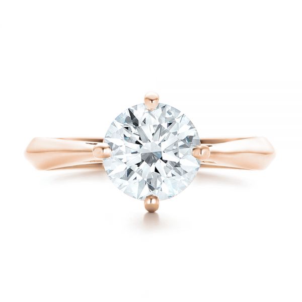 18k Rose Gold 18k Rose Gold Custom Solitaire Diamond Engagement Ring - Top View -  102600