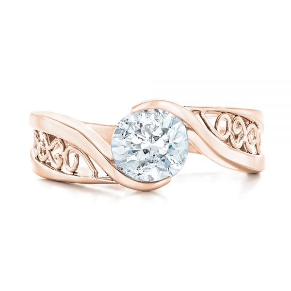 14k Rose Gold 14k Rose Gold Custom Solitaire Diamond Engagement Ring - Top View -  102744