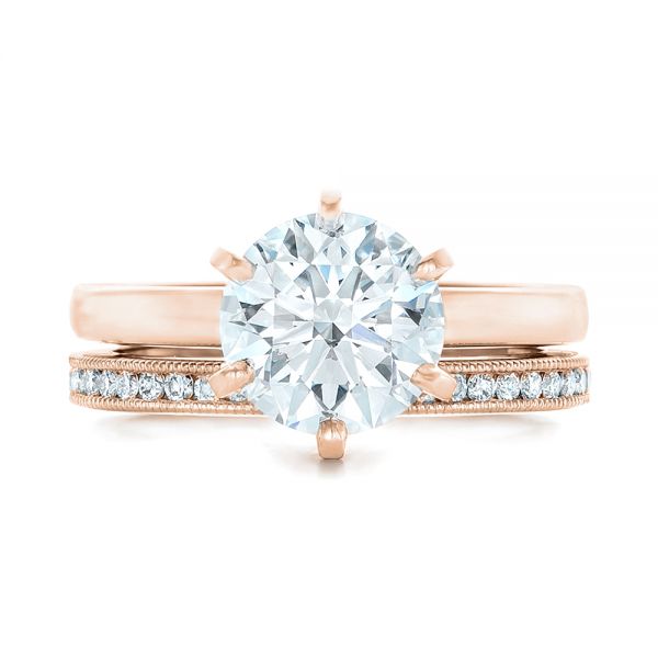 14k Rose Gold 14k Rose Gold Custom Solitaire Diamond Engagement Ring - Top View - 102831