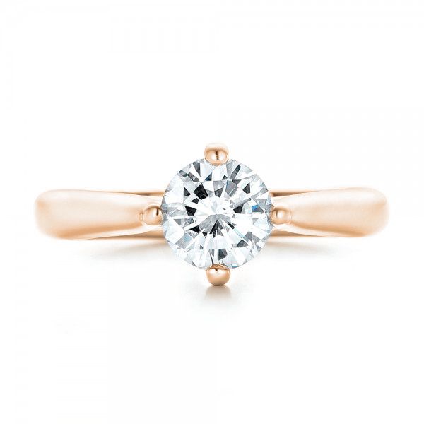 18k Rose Gold 18k Rose Gold Custom Solitaire Diamond Engagement Ring - Top View -  102954
