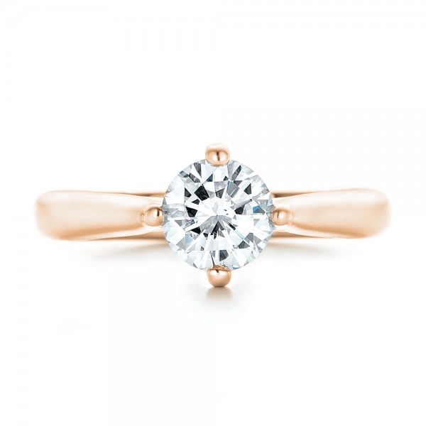 14k Rose Gold 14k Rose Gold Custom Solitaire Diamond Engagement Ring - Top View - 102954