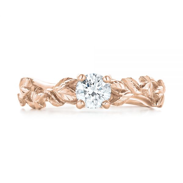 14k Rose Gold 14k Rose Gold Custom Solitaire Diamond Engagement Ring - Top View - 102959