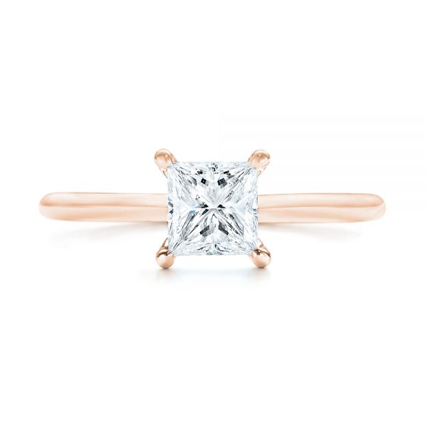 18k Rose Gold 18k Rose Gold Custom Solitaire Diamond Engagement Ring - Top View -  103096
