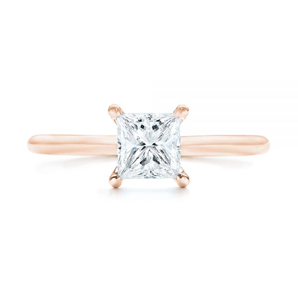 18k Rose Gold 18k Rose Gold Custom Solitaire Diamond Engagement Ring - Top View -  103096