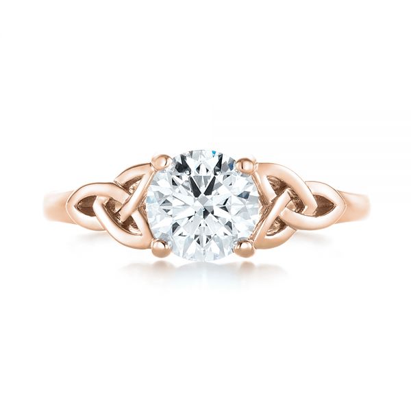 14k Rose Gold 14k Rose Gold Custom Solitaire Diamond Engagement Ring - Top View - 103224