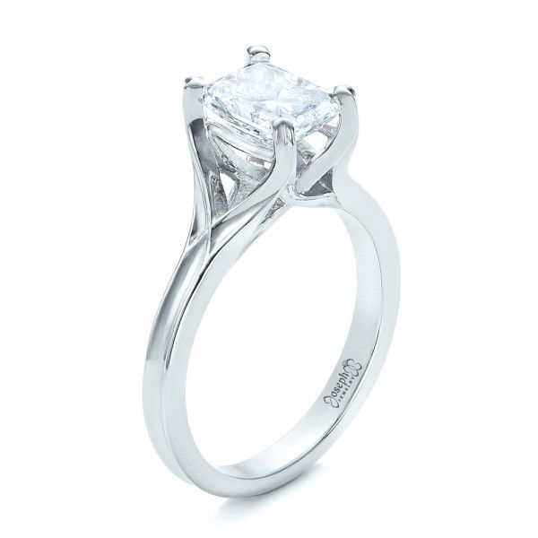  Platinum Custom Solitaire Diamond Engagement Ring - Three-Quarter View -  101899