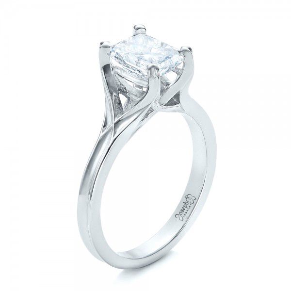 Platinum Custom Solitaire Diamond Engagement Ring - Three-Quarter View - 101899