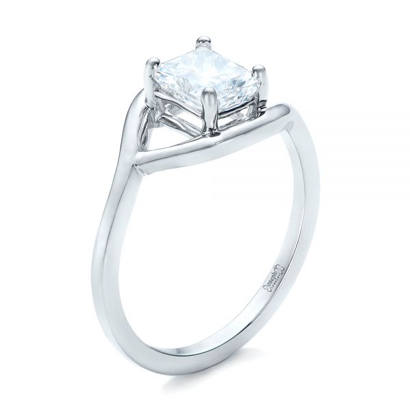  Platinum Custom Solitaire Diamond Engagement Ring - Three-Quarter View -  102011