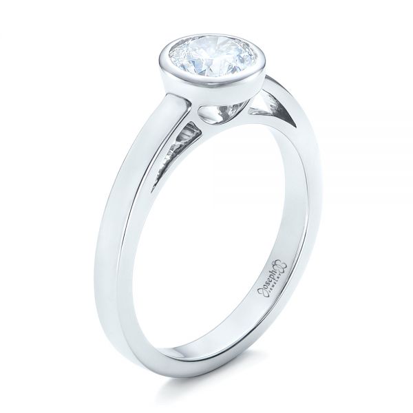 14k White Gold 14k White Gold Custom Solitaire Diamond Engagement Ring - Three-Quarter View -  102029
