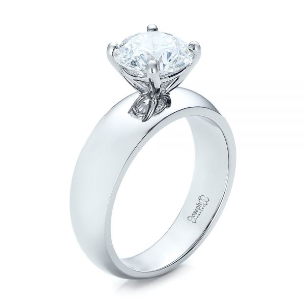 14k White Gold 14k White Gold Custom Solitaire Diamond Engagement Ring - Three-Quarter View - 102030