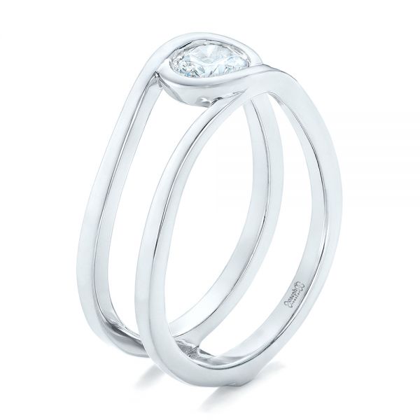 18k White Gold 18k White Gold Custom Solitaire Diamond Engagement Ring - Three-Quarter View -  102427